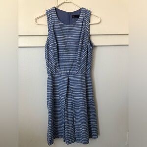 Gap Blue and White Striped Sleeveless Dress, Full Skirt w/ Pockets, Size 0, EUC
